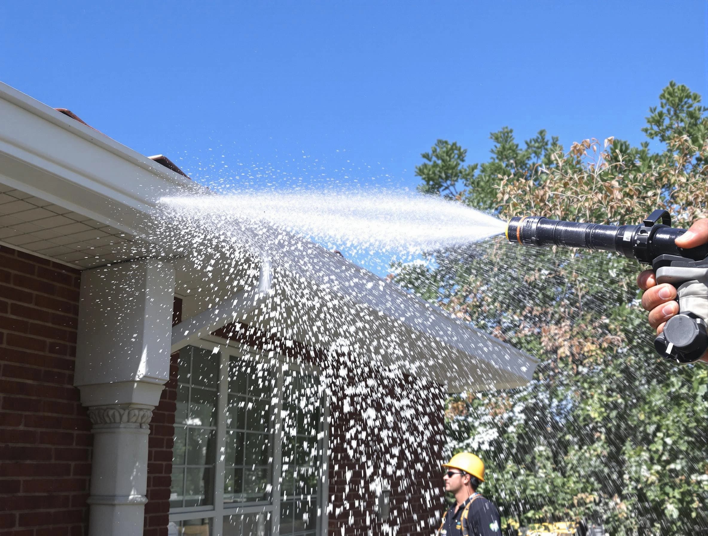 Cleared downspout by Wickliffe Roofing Company ensuring unrestricted flow in Wickliffe, OH