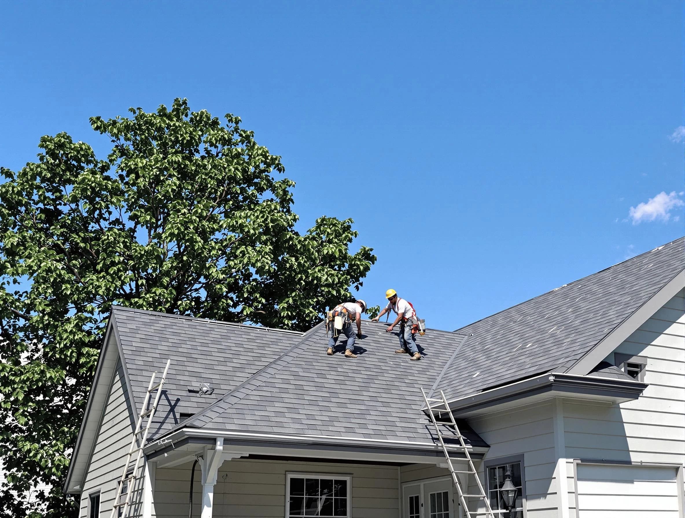 Wickliffe Roofing Company crew finalizing a roof installation in Wickliffe, OH