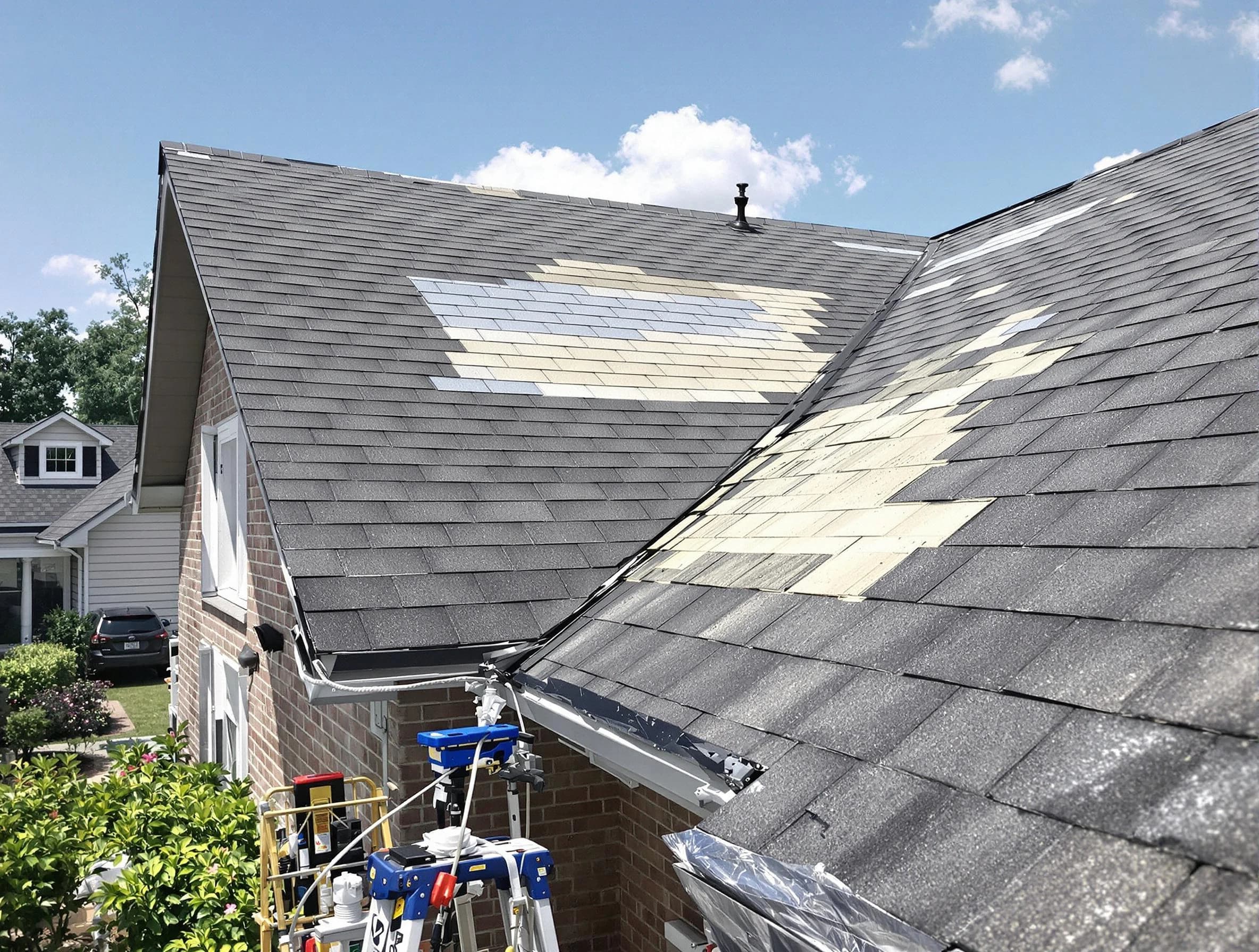 Close-up of roof repairs by Wickliffe Roofing Company in Wickliffe, OH