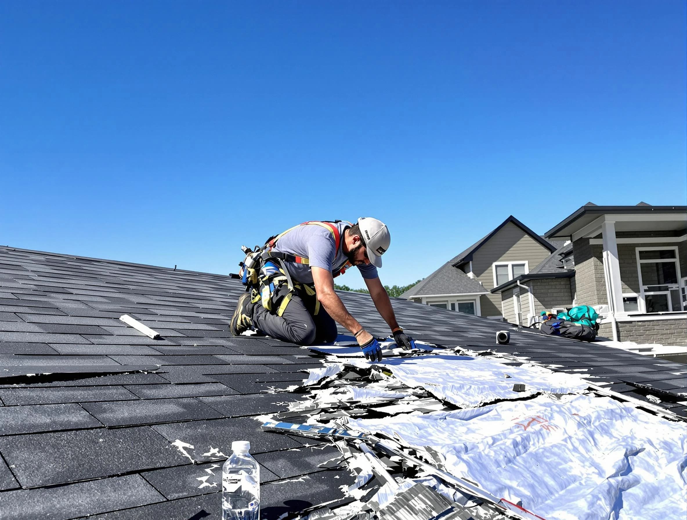 Wickliffe Roofing Company repairing a roof section in Wickliffe, OH