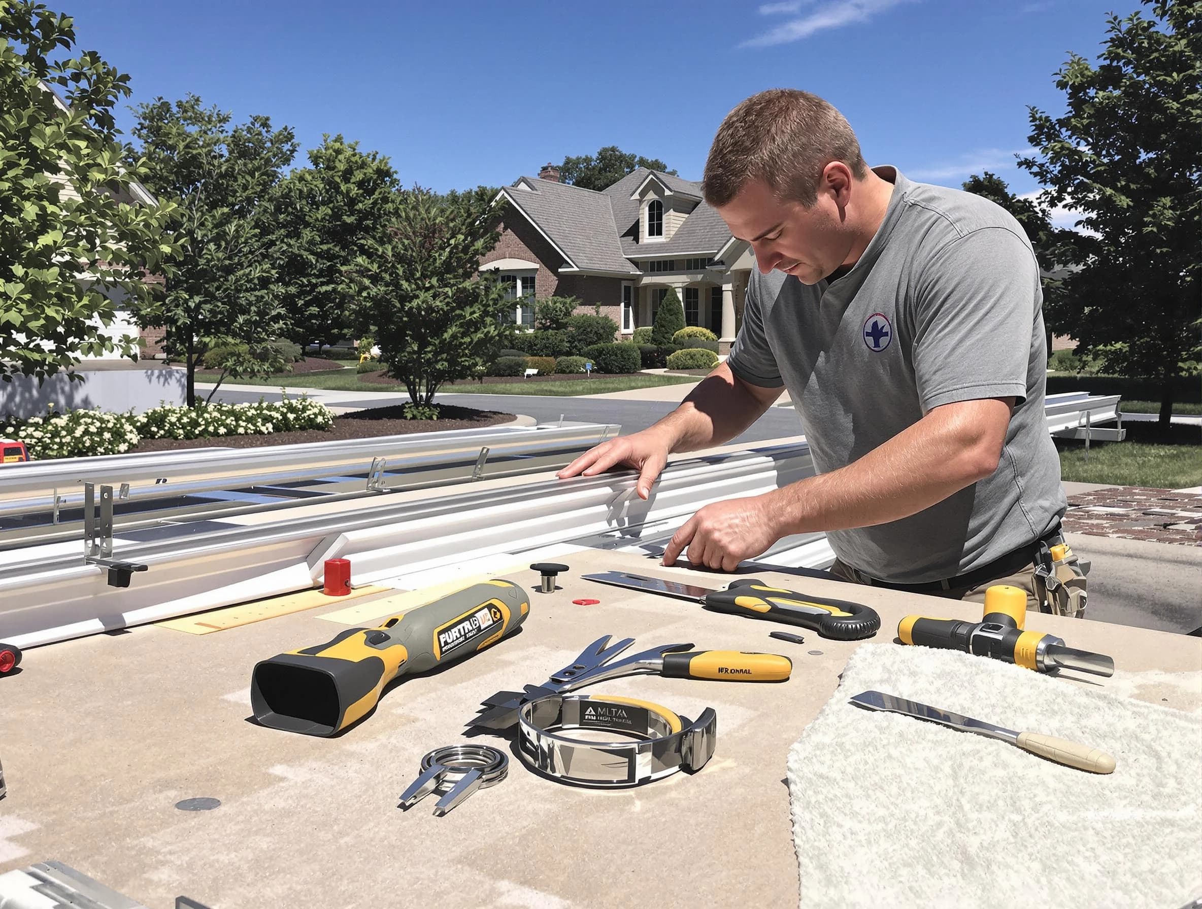 Freshly installed seamless gutter by Wickliffe Roofing Company in Wickliffe, OH